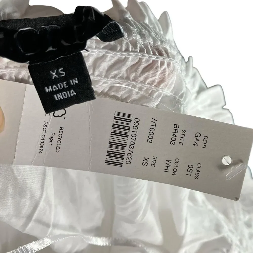 J Crew Midi Smocked Waist Dress Womens XS White One Shoulder Coastal Feminine